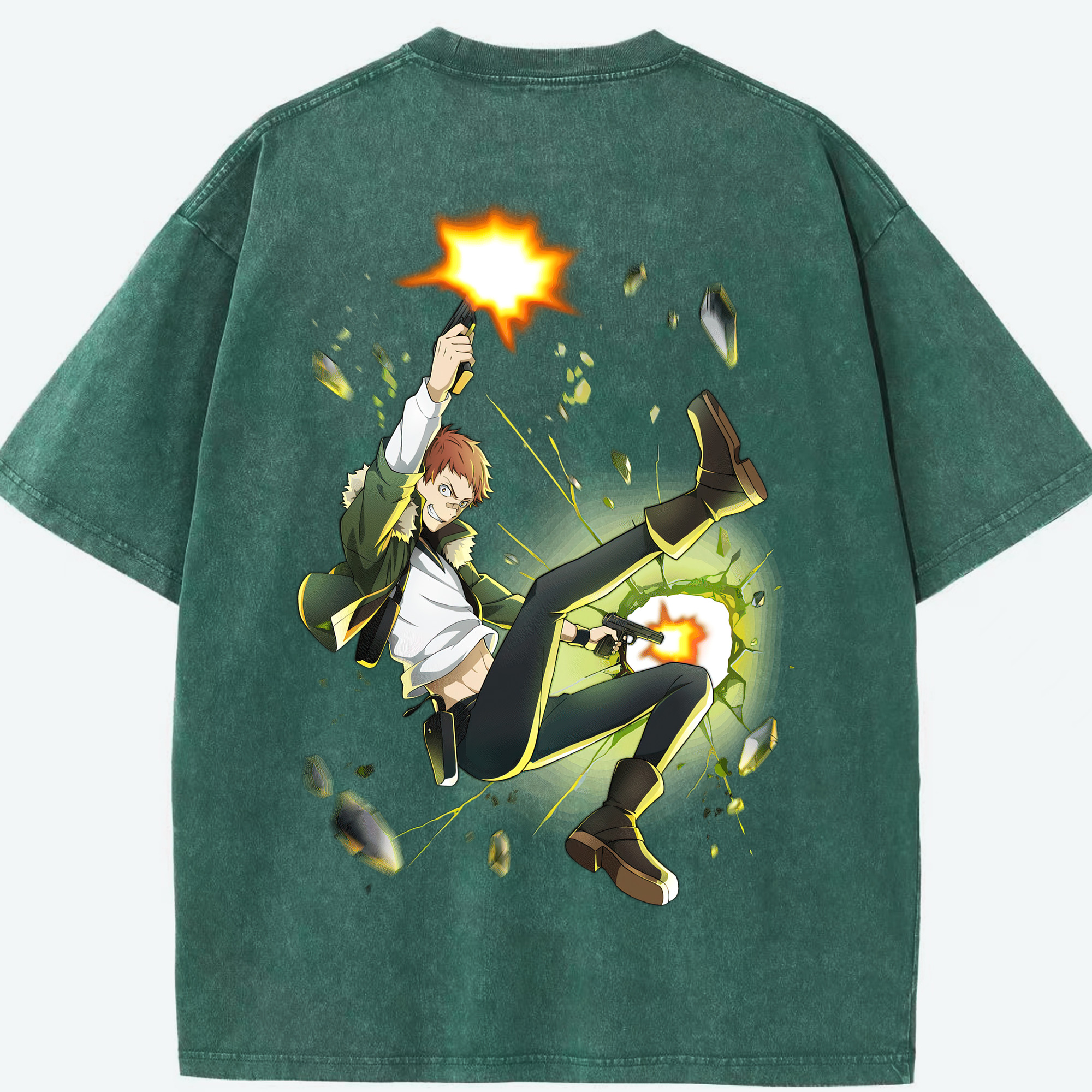 （画像用） 文豪ストレイドッグス Bungo Stray Dogs 綿100% ヴィンテージ風 半袖Tシャツ（背面プリント）